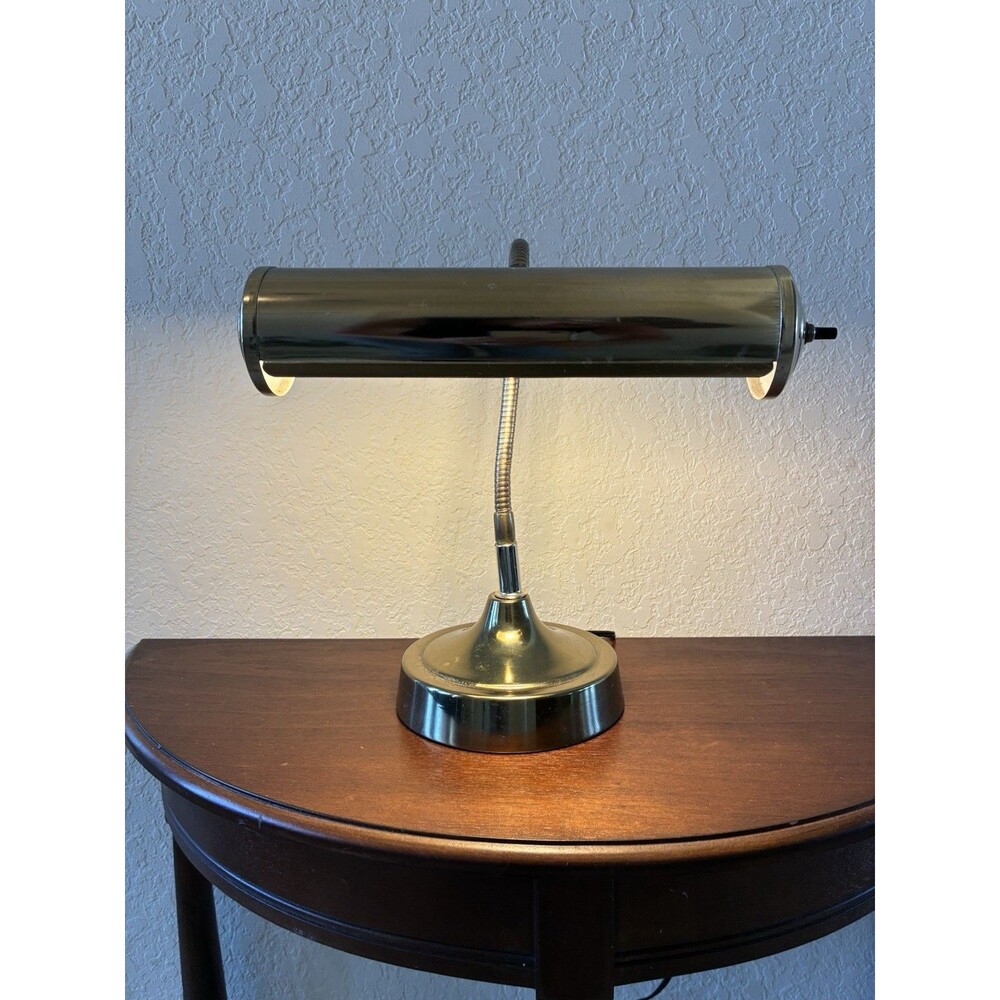 VTG MCM Nova Brass Desk Lamp, Adjustable Gooseneck Library, Piano, Banker, WORKS